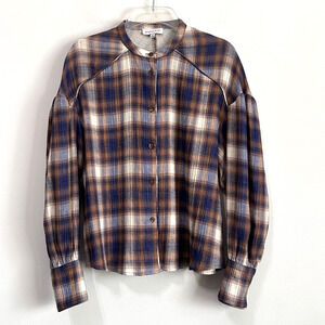 Anthropologie Gianni‎ Bini Top S Laurel Flannel Shirt Button Front Long Sleeve